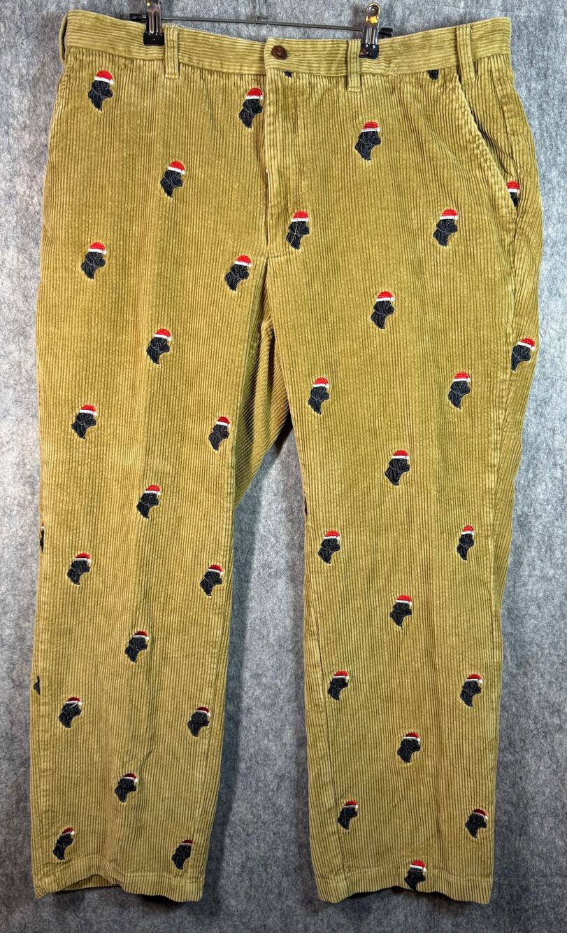 Vintage Orvis Embroidered Corduroy Labrador Festive Holiday Pants 42x30
